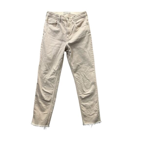 EVERLANE Ankle Jeans Size 28 Raw Frayed Hems White Denim High Rise Straight Leg - Picture 3 of 13